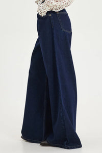 EXTRA WIDE LEG DENIM PANTS "SALEM" DARK BLUE