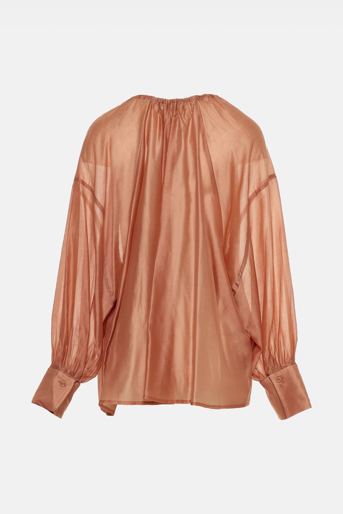 OVERSIZED TRANSPARENT BLOUSE "SILKSTONE" POWDER