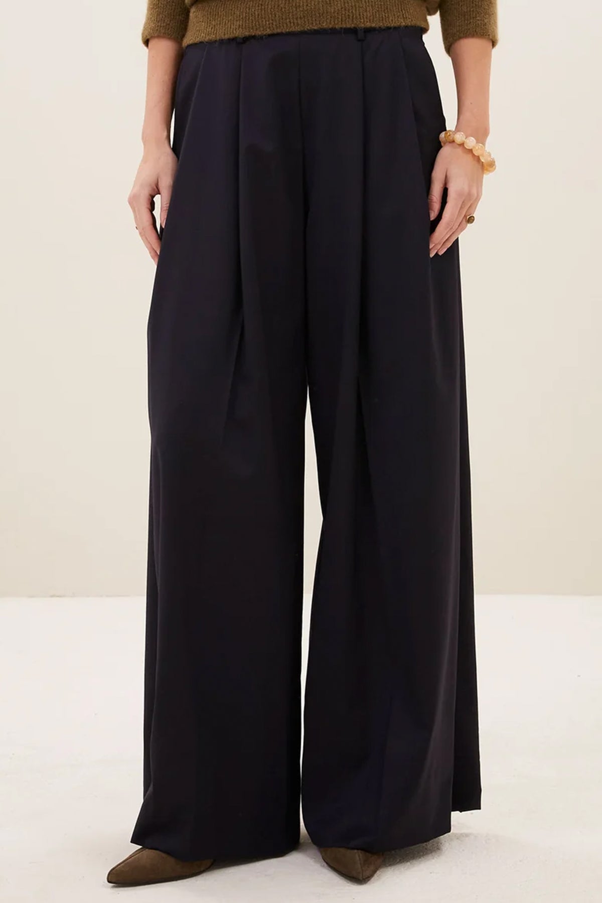 WIDE LEG PANTS DARK NAVY