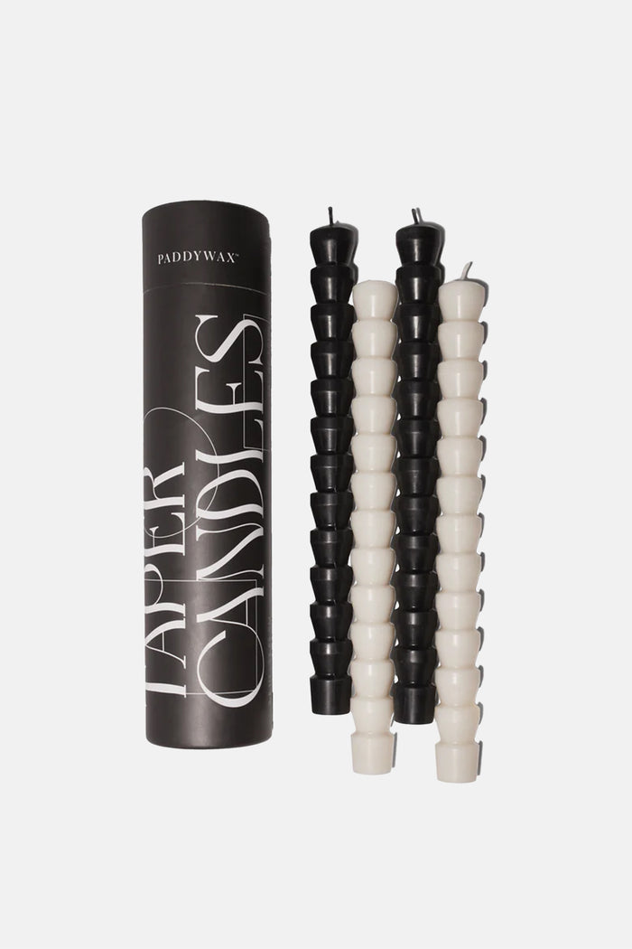 CANDLE SET OF 4 BLACK/WHITE