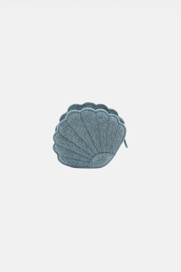 SMALL DENIM PURSE "SHELL" MID BLUE