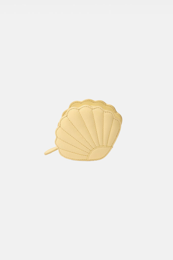 SMALL LEATHER PURSE "SHELL" LEMON YELLOW