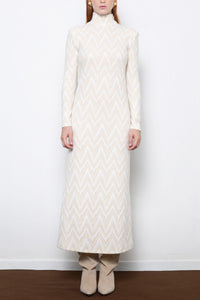 COZY KNIT DRESS BEIGE/OFFWHITE