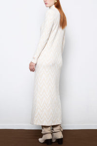 COZY KNIT DRESS BEIGE/OFFWHITE