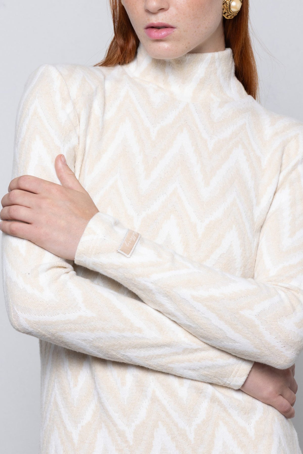 COZY KNIT DRESS BEIGE/OFFWHITE