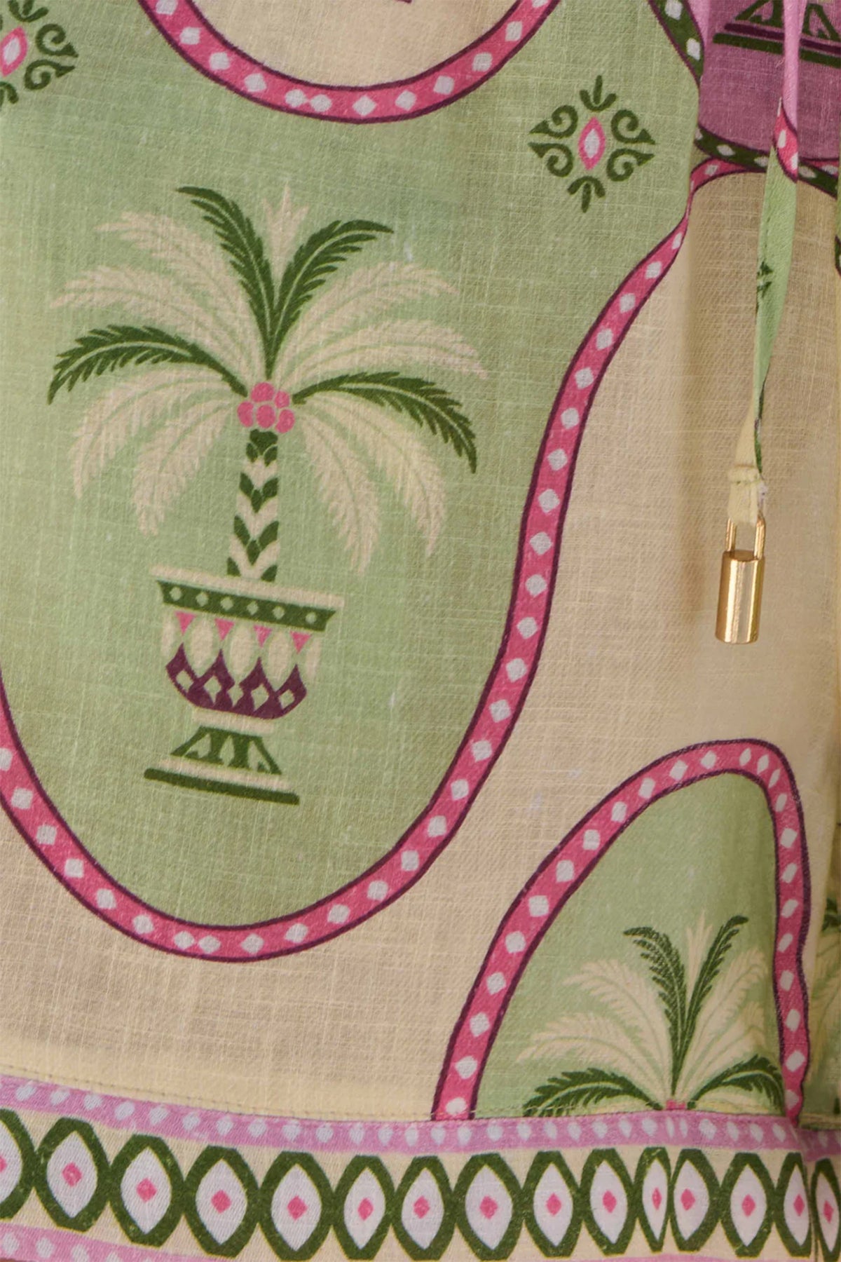 LINEN/COTTON SHORTS "PALMA" GREEN/PINK