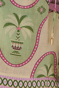 LINEN/COTTON SHORTS "PALMA" GREEN/PINK