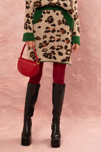 JACQUARD KNIT MINI SKIRT LEO/GREEN