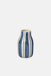 SMALL HANDMADE VASE "STRIPES" BLUE/WHITE