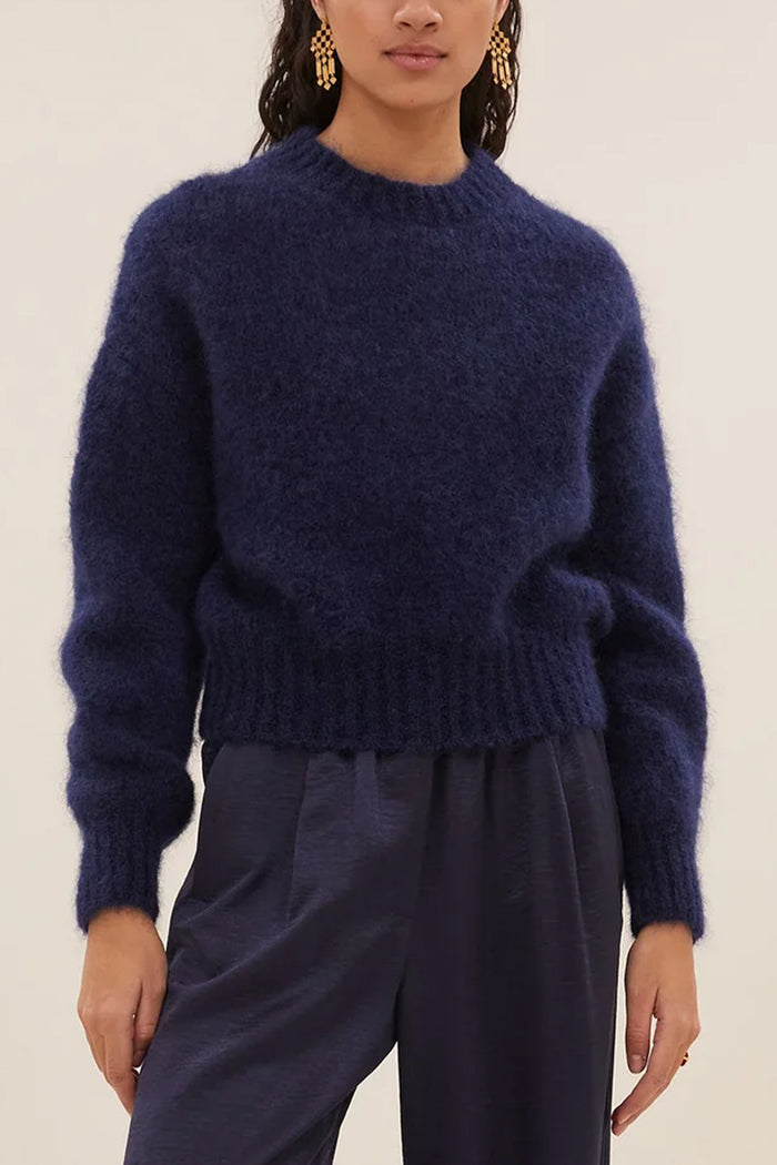 MOHAIR KNIT PULLOVER "SONNY" DARK BLUE