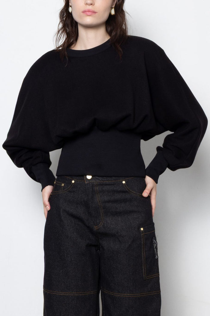 SCULPTURAL TAILORED SWEATER BLACK