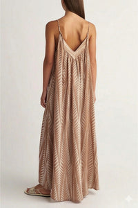 LONG STRAPPY DRESS "FINIKAS" BROWN - LEMONI EXCLUSIVE