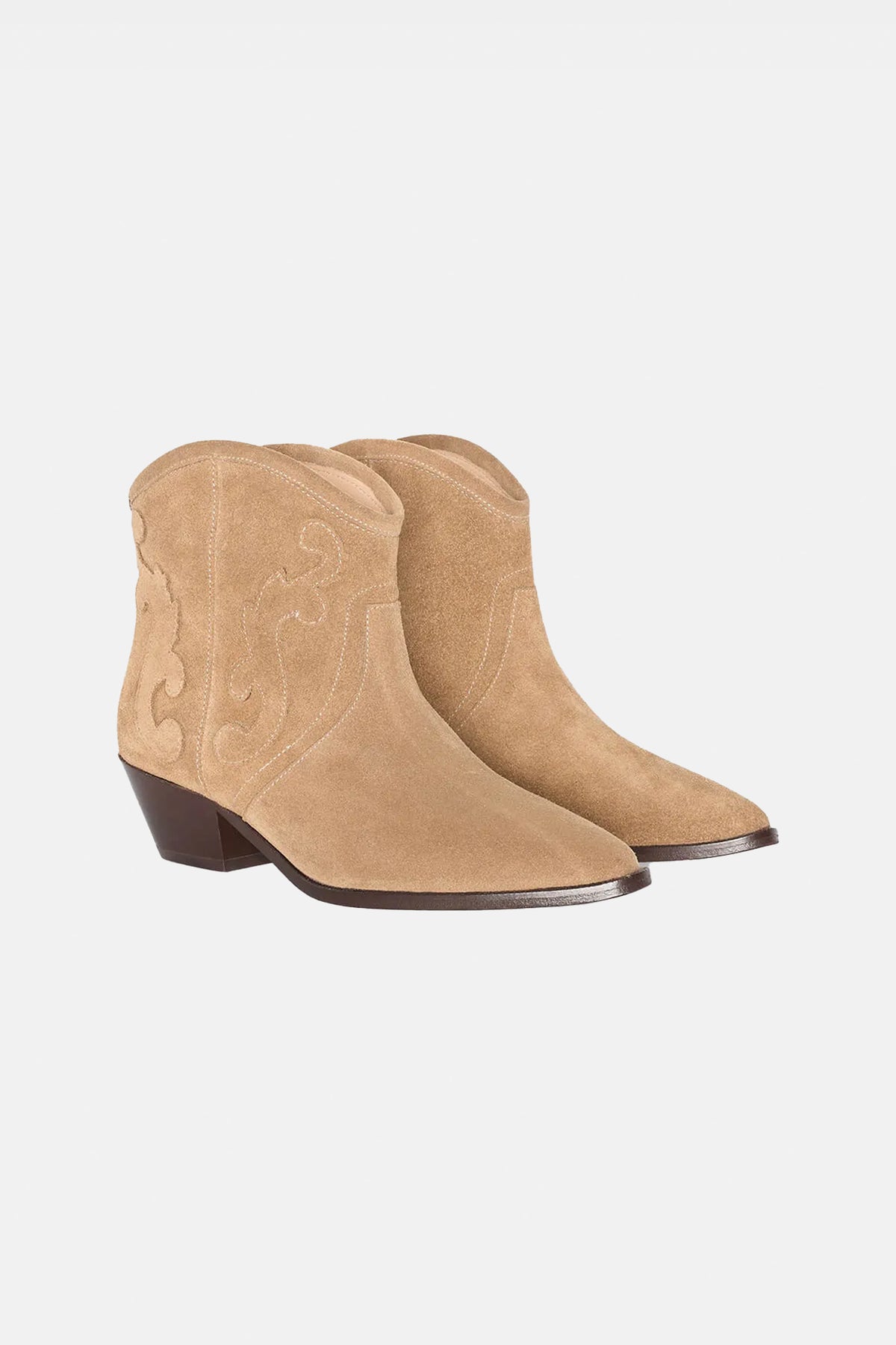 SUEDE WESTERN BOOTS BEIGE