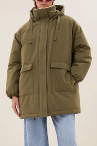 LONG PARKA WITH TEDDY LINING FOREST GREEN
