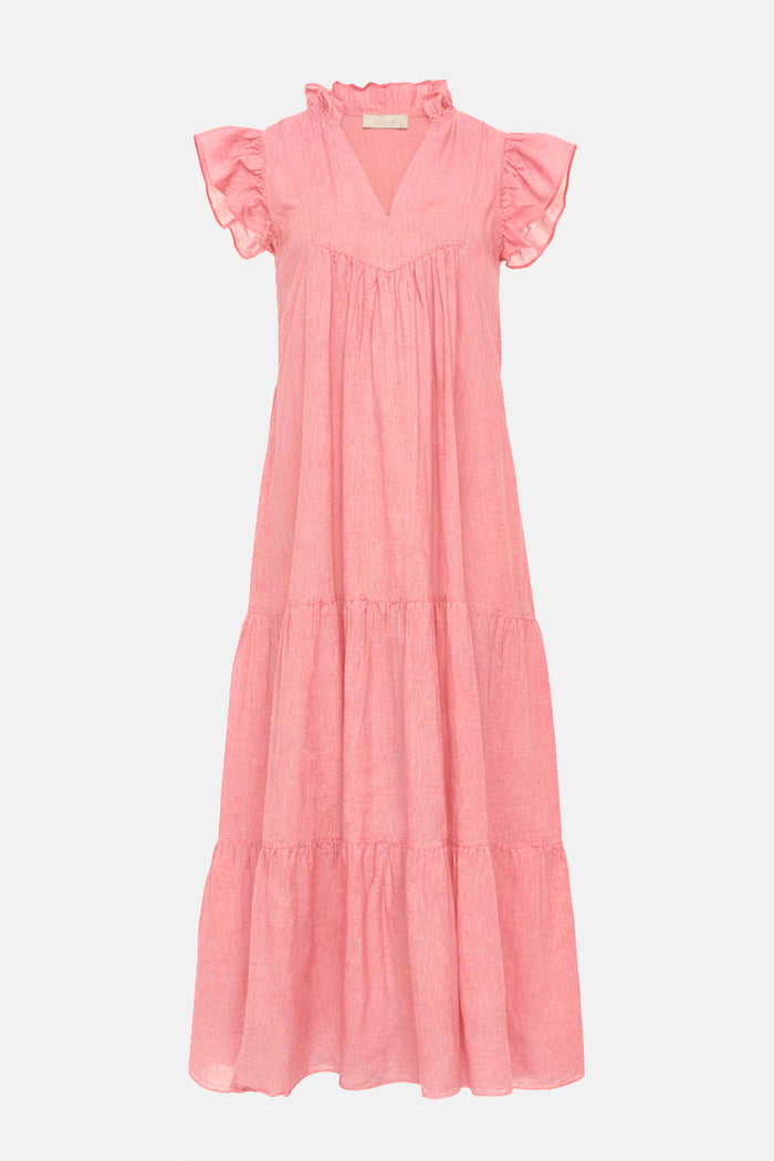 LONG COTTON GAZE DRESS "THIRA" BUBBLEGUM