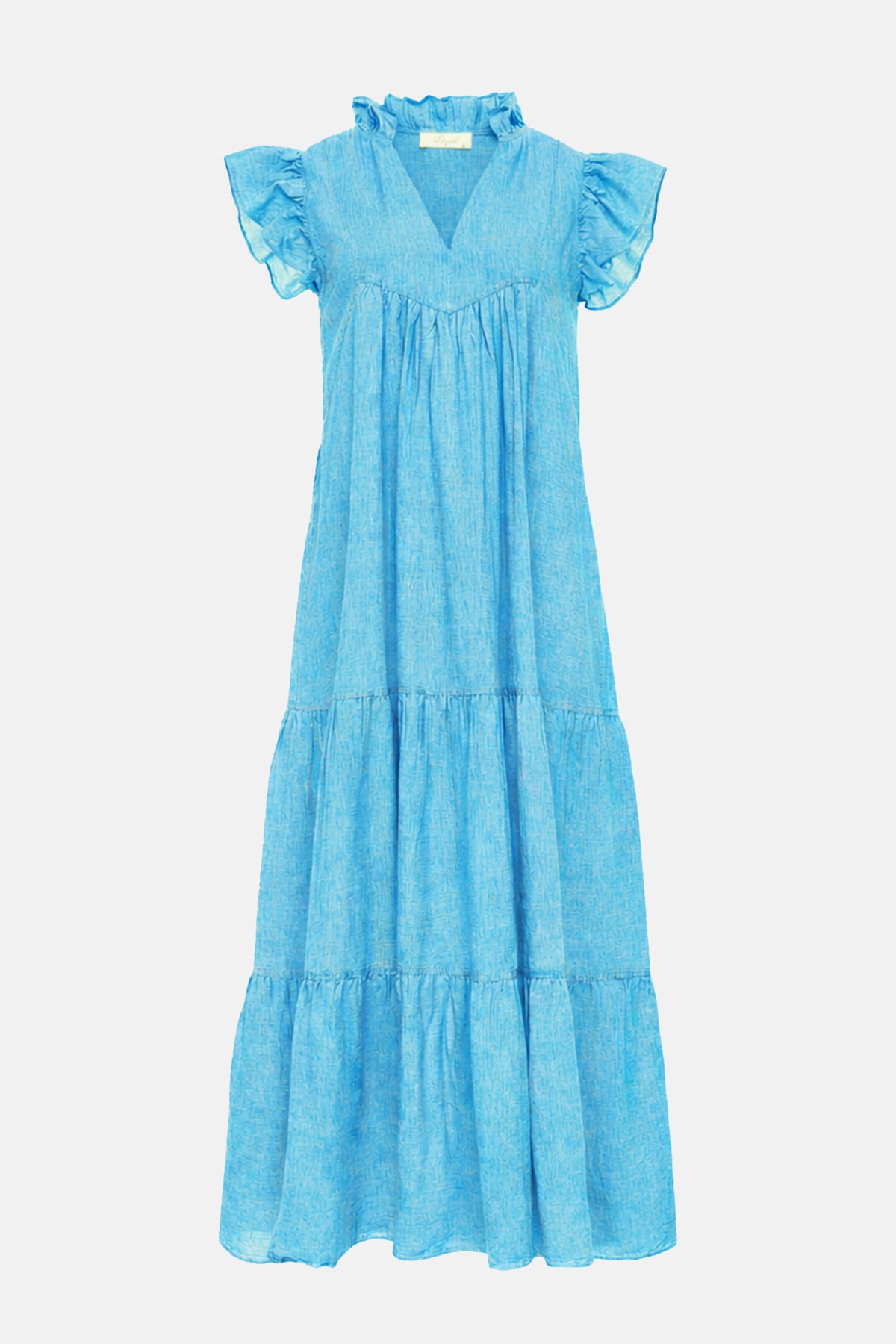 LONG COTTON GAZE DRESS "THIRA" TURQUOISE