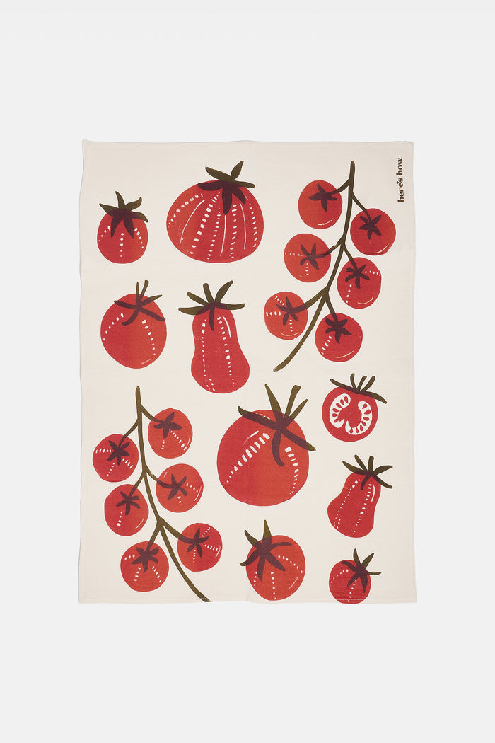 COTTON TEA TOWEL "TOMATO“ RED/ECRU