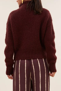 OVERSIZED PULLOVER WITH ZIPPER WINE