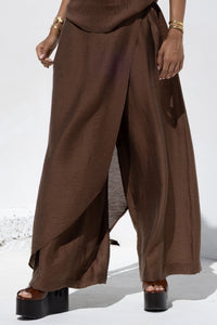 FLOWY WRAP PANTS CHOCOLATE