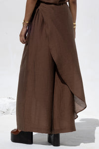 FLOWY WRAP PANTS CHOCOLATE