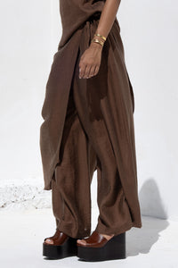 FLOWY WRAP PANTS CHOCOLATE