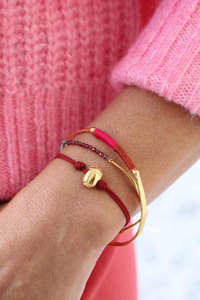 BRACELET "BEETLE" BURGUNDY/GOLD