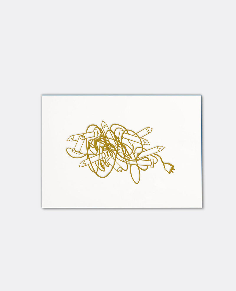 LETTERPRESS CARD "LICHTERKETTE" GOLD/GREEN