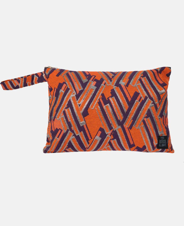 POUCH "DANTE" ORANGE/AUBERGINE/SILVER