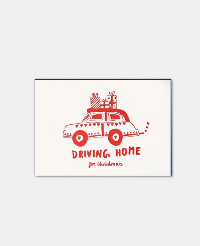 LETTERPRESS CARD "DRIVING HOME" RED/BLUE