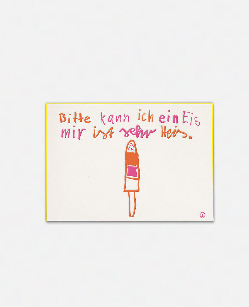 LETTERPRESS CARD "EIS" PINK/ORANGE/YELLOW