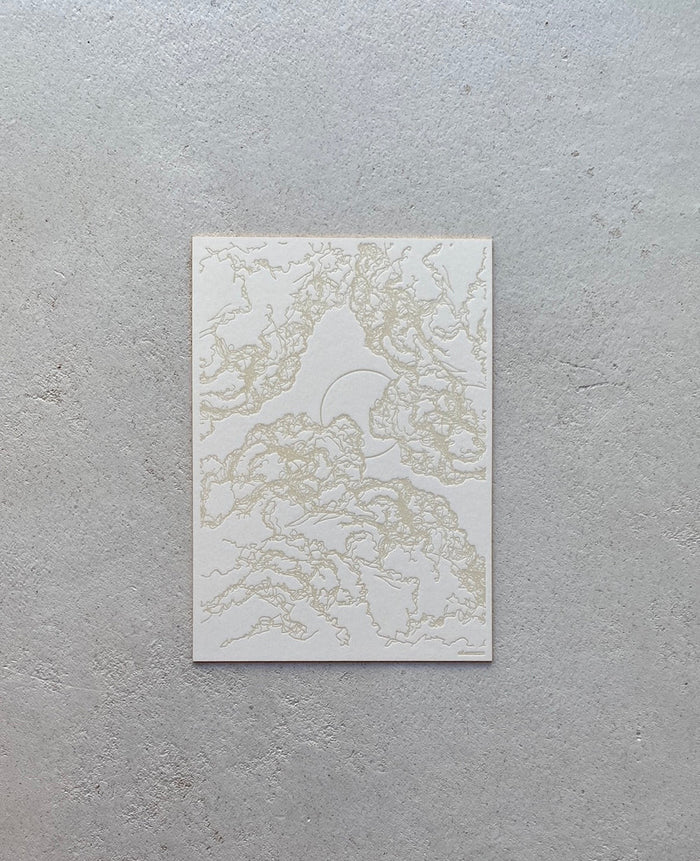 LETTERPRESS CARD "WOLKEN" BEIGE/GOLD