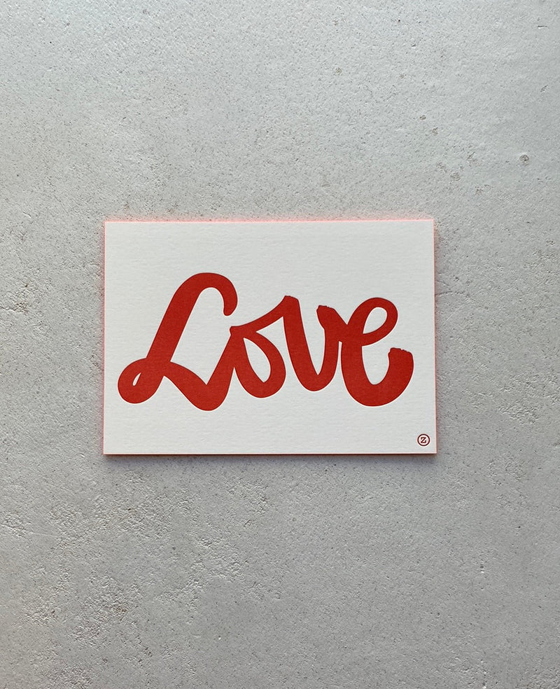 LETTERPRESS CARD "LOVE" RED/NEONORANGE