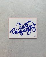 LETTERPRESS CARD "CIAO RAGAZZI" BLUE/NEONORANGE