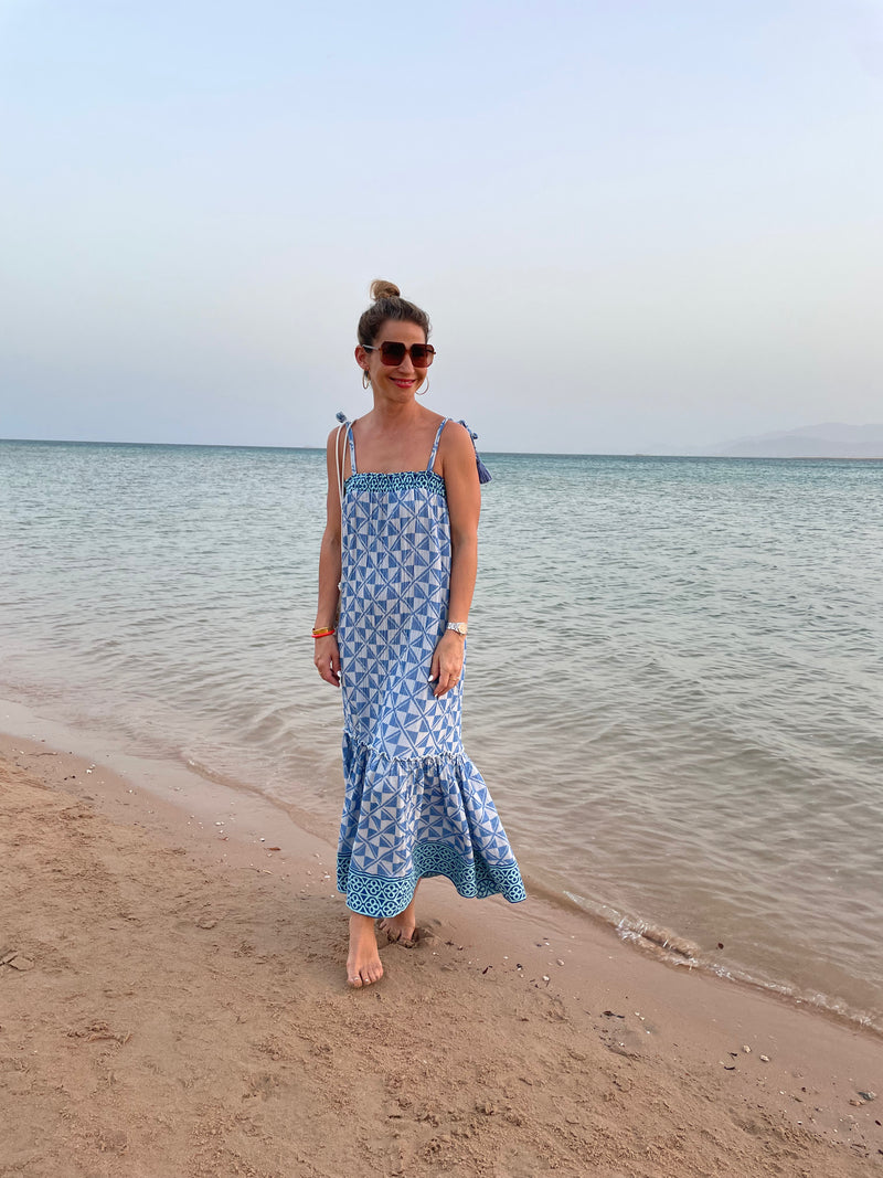 SLIM STRAPPY DRESS "FILIPA" BLUE