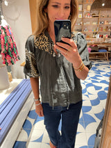 LINEN BLOUSE "PAISLEY" KHAKI/WHITE/GOLD