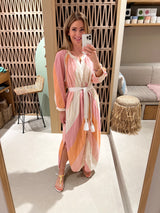 MUSSELIN DRESS WITH BUTTONS "STRIPES"