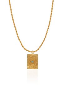 CORD CHAIN NECKLACE "HOLY BLUE EYE" GOLD/TURQUOISE