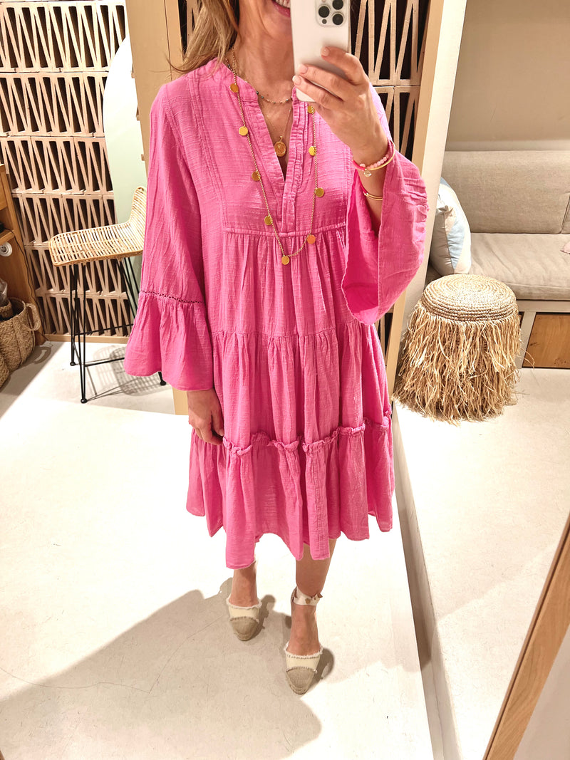 MIDI TUNIC DRESS "MALIA" FUCHSIA