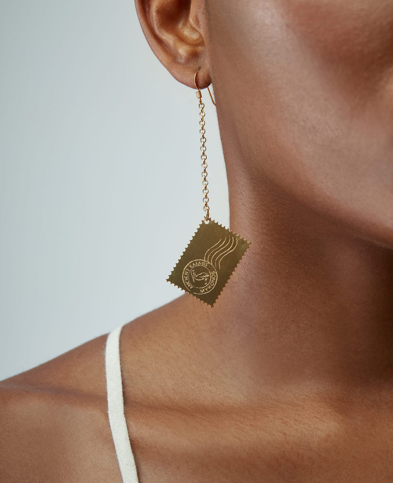 EARRINGS MYKONOS "STAMP" GOLD