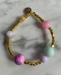 SEMI-PRECIOUS STONE BRACELET "MILKY WAY" PASTEL/GOLD