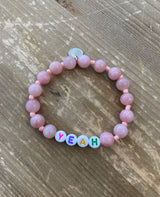 SEMI-PRECIOUS STONE BRACELET "YEAH"  ROSÉ/WHITE