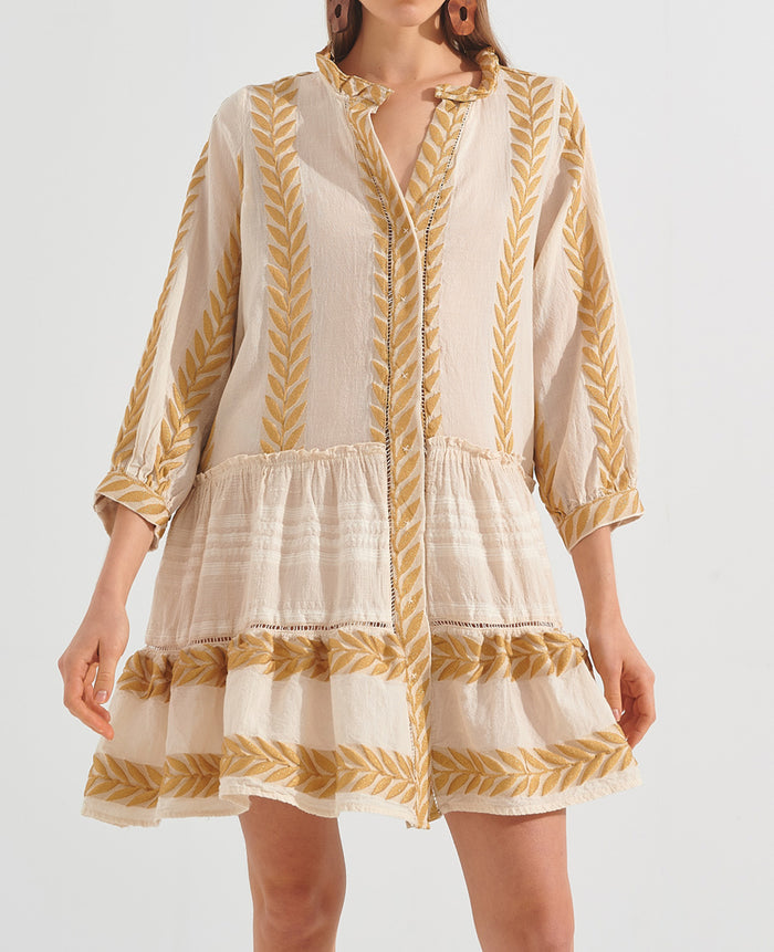 SHORT TUNIC DRESS "OLYMPIA" SAND/GOLD