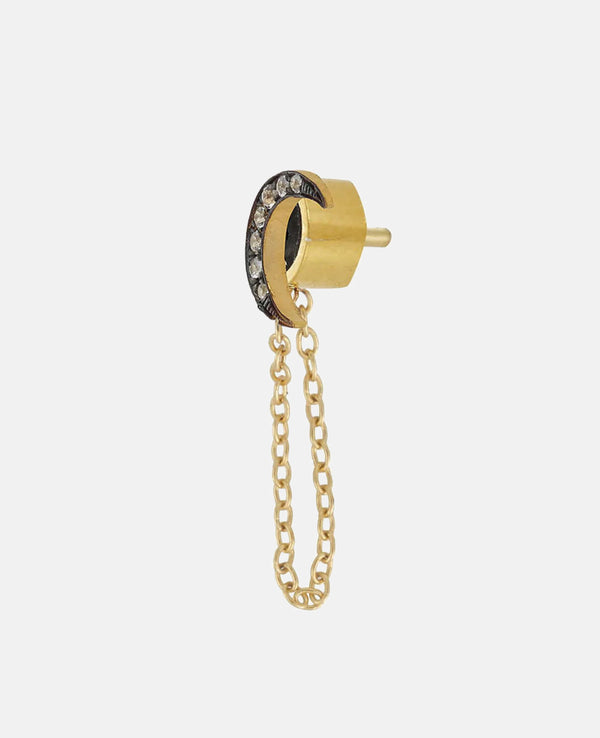 CHAINED STUD "MOON" GOLD