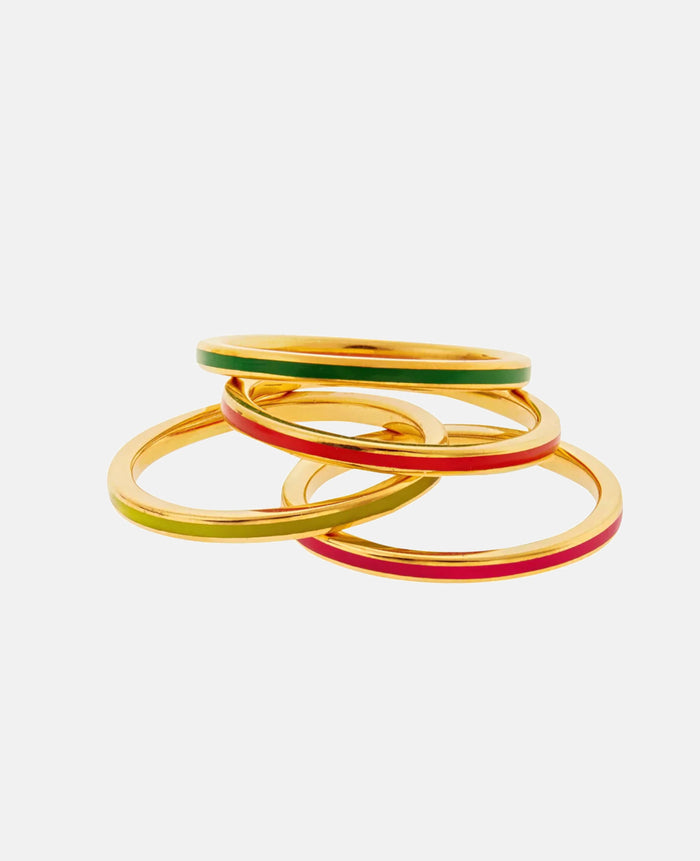 ENAMEL RING "NEON" GOLD/YELLOW-GREEN