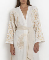 KIMONO LINEN DRESS "PAISLEY"
