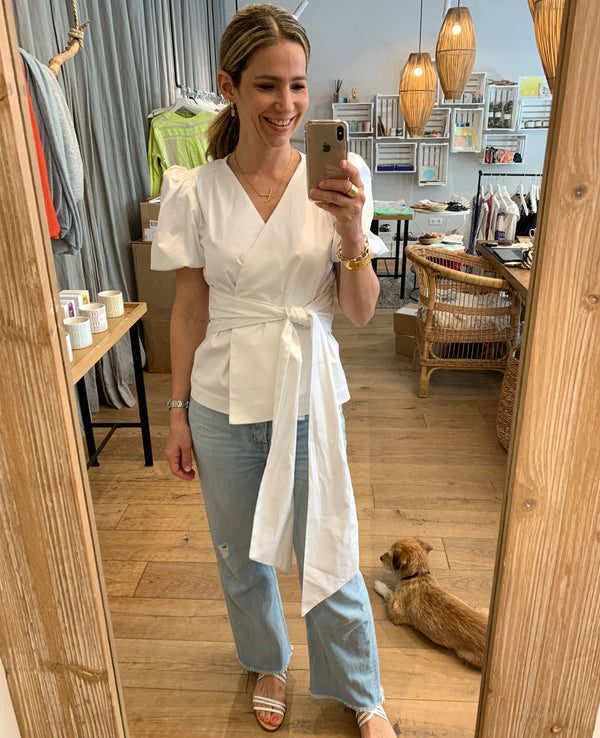 COTTON WRAP BLOUSE WHITE