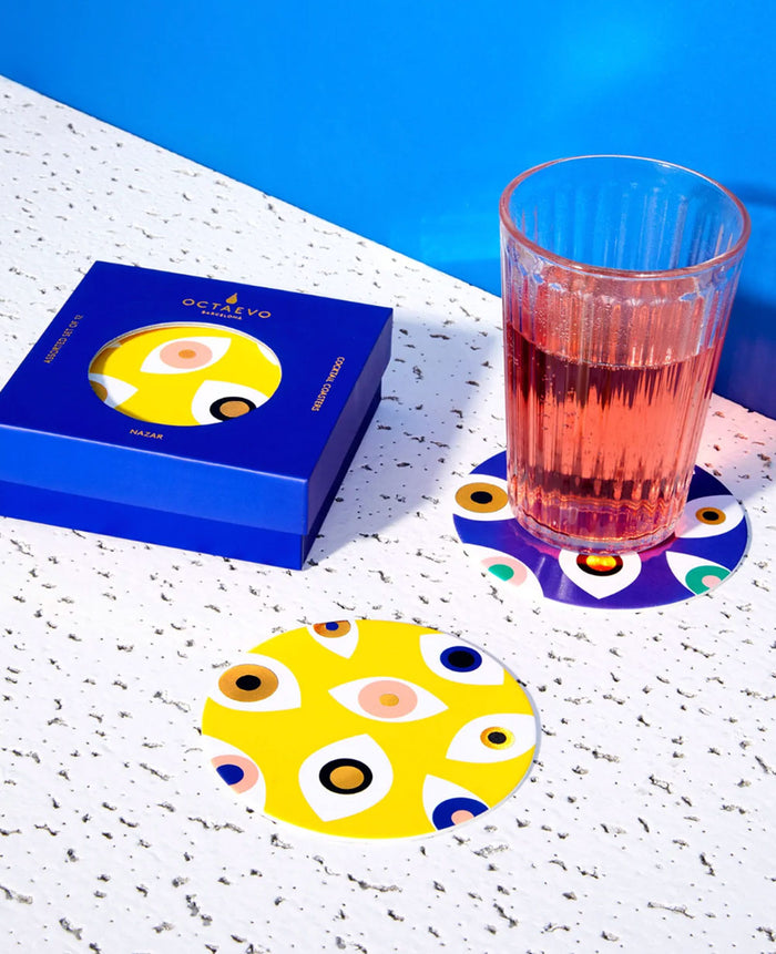 COCKTAIL COASTERS “NAZAR” BLUE/YELLOW