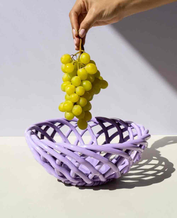 CERAMIC BASKET "SICILIA" LARGE - LILAC