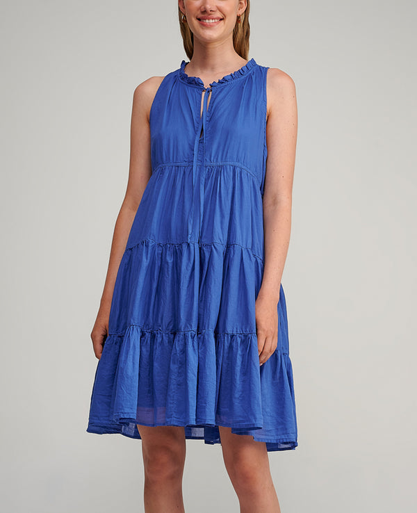 SHORT SLEEVELESS DRESS "DAPHNE" COBALT BLUE