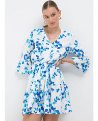 SHORT DRESS "BOUGAINVILLEA" WHITE/BLUE